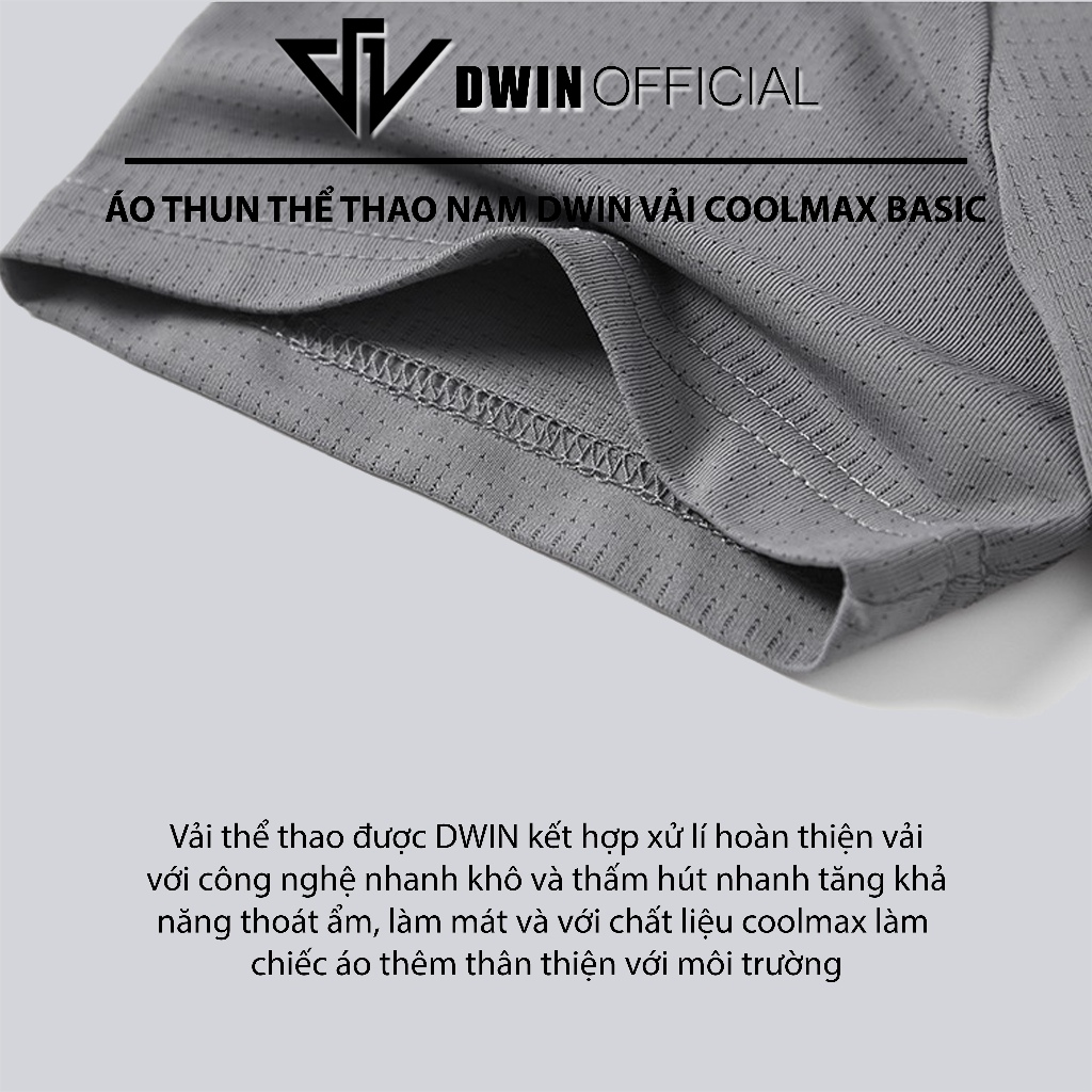 Ảnh Áo thun thể thao nam DWIN basic chất vải coolmax co dãn 4 chiều  thoáng mát thấm hút mồ hôi 3