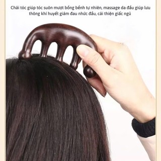 LƯỢC GỖ ĐÀN HƯƠNG MÁT XA DA ĐẦU DÁNH CHO CẢ NAM VÀ NỮ - Lược Massage Năm Cánh Chống Tĩnh Điện Gỗ Đàn Hương Da Đầu