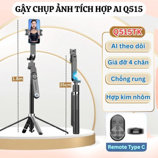 Gậy Chụp Hình Tự Động Xoay 360, Q515 – Tích Hợp AI Nhận Diện Khuôn Mặt, Cao 1m7 – Gậy Livestream, Quay Video Vlog