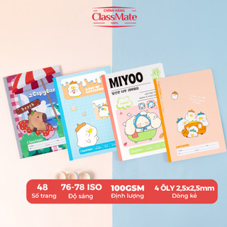 Vở Ô Ly CLASSMATE 48 Trang, Vở 4 Ô Li May Gáy Giấy 100gsm Không Thấm Mực, Chống Lóa Cho Bé Luyện Chữ