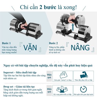Tạ Tay Điều Chỉnh LYSIN 40kg (bộ 80kg) –Tăng Giảm 1kg,Tay Cầm Cao Su Bảo Vệ Tay, Bền Bỉ Chuẩn Nhật, tập gym, cơ tại nhà