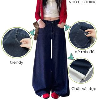 Quần Jean Suông Bigsize Nữ Ống Rộng Lưng Cao Mềm Màu Basic Retro Cá TínhPhong Cách Năng Động Q548