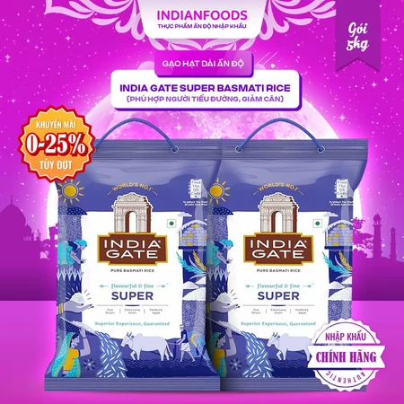 Gạo Ấn Độ Basmati India Gate Rice Super, 6kg cho người tiểu đường