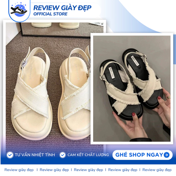 Dép sandal nữ quai vải TUA DUA MIXI siêu hot, dép nữ thời trang, phong cách cá tính