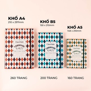 [CAO CẤP] Sổ Tay Bìa Bồi Kẻ Ngang 160/ 200/ 260 Trang Giấy 100gsm Có Tráng Keo Không Thấm Mực 16-050A5/B5/A4