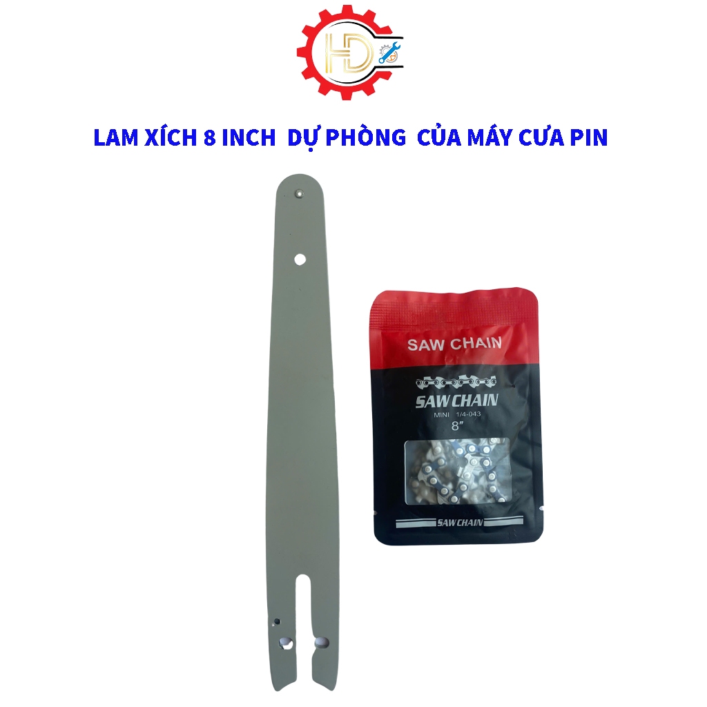 Lam xích 8 inch, lam xích 8 inch dự phòng phụ kiện máy cưa xích pin, chất liệu hợp kim thép cao cấp.