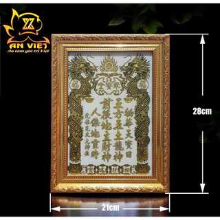 Bài vị Thần Tài Thổ Địa - Khung Gỗ Xi Vàng - Màu Trắng - BV2502
