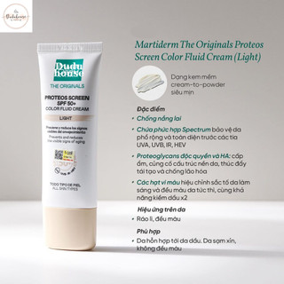 Kem Chống Nắng Martiderm Light The Originals Proteos Screen SPF50+ Color Fluid Cream 40ml Duduhouse