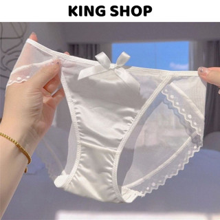 Quần Lót Cotton Viền Phối Ren Đính Nơ Ngọc Tiểu Thư Xinh Xắn, Quần Chip Mềm Thoáng Mát Co Giãn Tốt King Shop L-8836