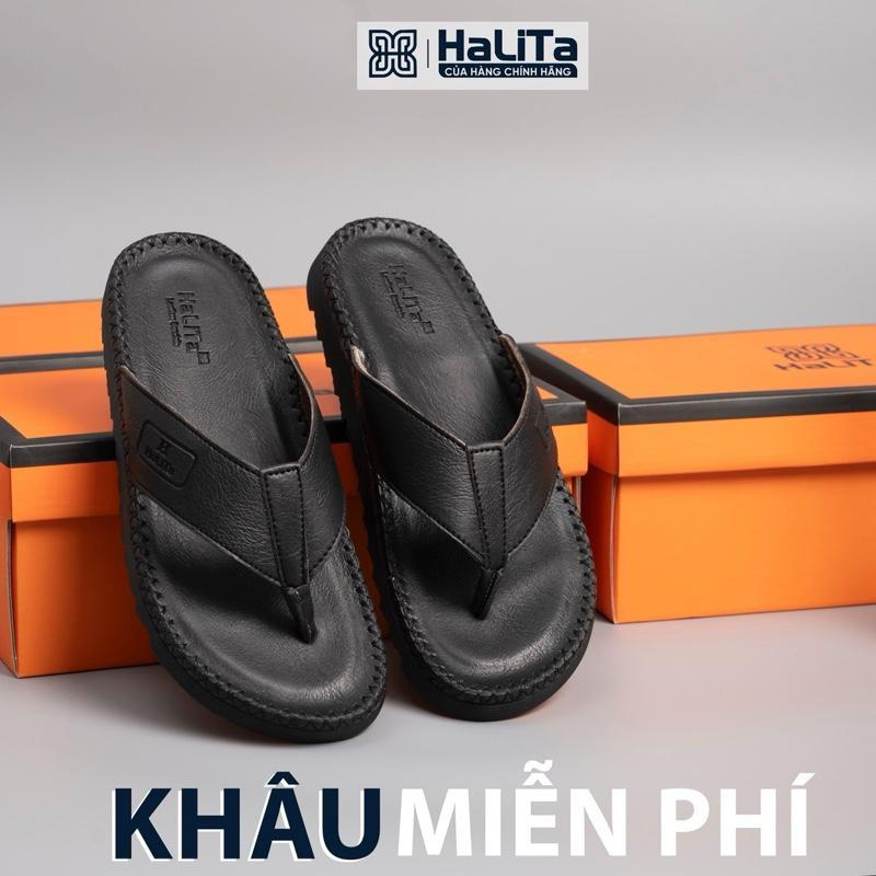[DocTor Kẹp Vip] Dép Nam HaLiTa Da Bò Vân Chống Thấm Nước Đế Bằng Nhẹ Có Răng Cưa Chống Trơn Trượt Cao Su .
