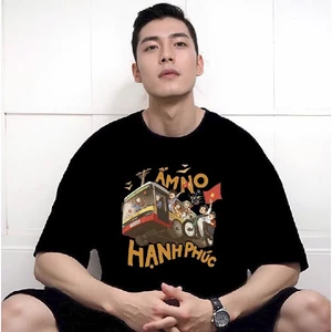 Áo thun nam tay lỡ HappyFamily tay ngắn VIỆT NAM- ẤM NO HẠNH PHÚC chất vải cotton 100 cao cấp