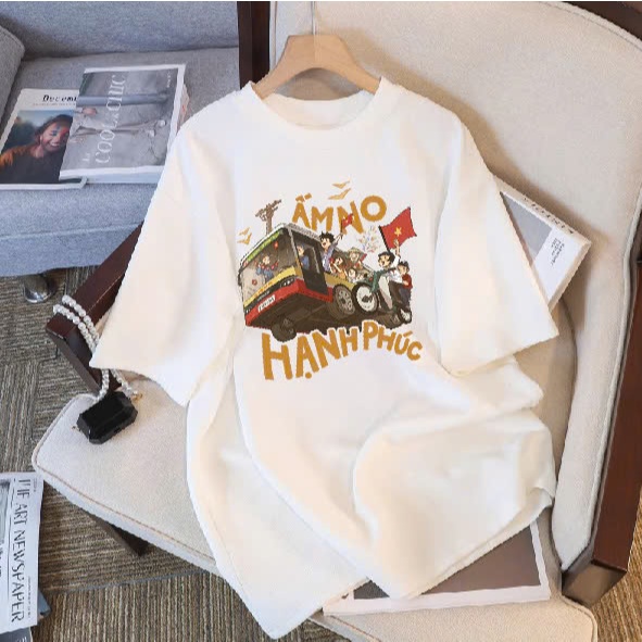 Áo thun nam tay lỡ HappyFamily tay ngắn  VIỆT NAM- ẤM NO HẠNH PHÚC chất vải cotton 100 cao cấp