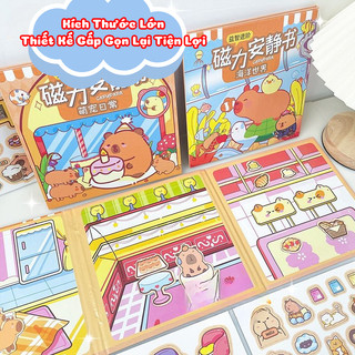 Sổ Nam Châm Capybara Bóc Dính Tiện Lợi Có Thể Tái Sử Dụng Đồ Chơi Cho Bé Trai Và Bé Gái, Sổ Sticker Từ Tính Thủ Công