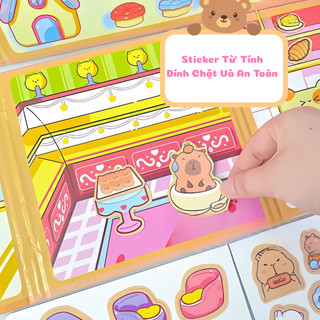 Sổ Nam Châm Capybara Bóc Dính Tiện Lợi Có Thể Tái Sử Dụng Đồ Chơi Cho Bé Trai Và Bé Gái, Sổ Sticker Từ Tính Thủ Công