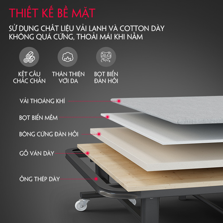 Giường ngủ gấp gọn 4 khúc KaQi có nệm cho nhân viên văn phòng, sinh viên, nhà nhỏ. Hàng Việt Nam | BigBuy360 - bigbuy360.vn