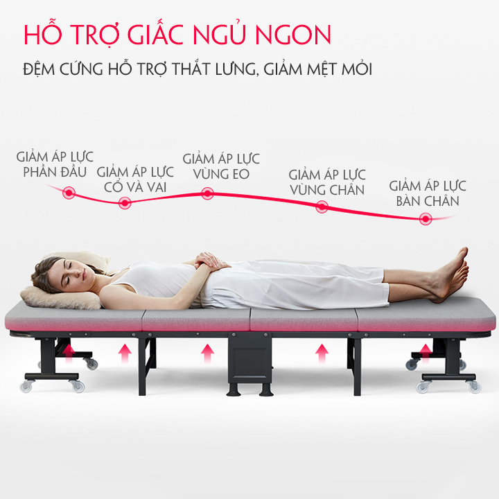 Giường ngủ gấp gọn 4 khúc KaQi có nệm cho nhân viên văn phòng, sinh viên, nhà nhỏ. Hàng Việt Nam | BigBuy360 - bigbuy360.vn