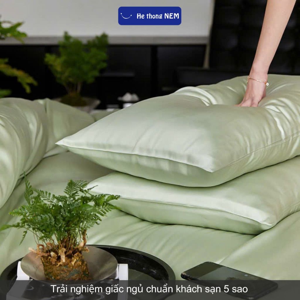 Ảnh Bao gối nằm He thong NEM cao cấp Vỏ áo bao gối 40x60 50x70cm lụa tencel 60s nằm ngủ mát 3