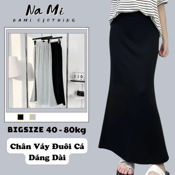 Chân váy đuôi cá MiDi dáng dài ôm body vải thun Cotton co giãn BigSize, Váy đuôi cá xòe dáng ôm tôn dáng NaMi 326 - 427
