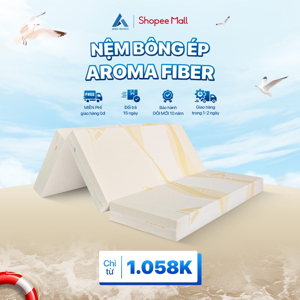 Ảnh Nệm Bông Ép Gấp 3 Aroma Fiber Độ Dày 5Cm Không Nóng Lưng, Nâng Đỡ Cơ Thể, Chính Hãng, Bảo Hành 10 Năm 1