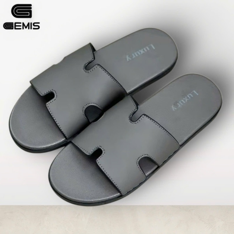 Ảnh Dép Nam GEMIS Quai Ngang 5 Màu Size 38-44, Quai Da Sần Phủ Nano, Đế Đúc Cao Xu Chống Trơn Trượt 2