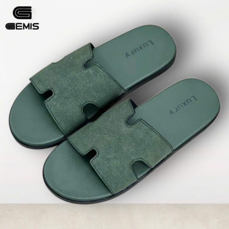 Ảnh Dép Nam GEMIS Quai Ngang 5 Màu Size 38-44, Quai Da Sần Phủ Nano, Đế Đúc Cao Xu Chống Trơn Trượt 1