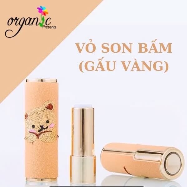 VỎ SON BẤM BỌC DA (GẤU VÀNG/ HỒNG)