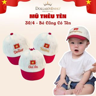 Mũ Lưỡi Trai Thêu Tên Bé Kèm Lá Cờ, Mừng Ngày 30/4, Món Quà Tự Hào Nhỏ Cho Bé Yêu
