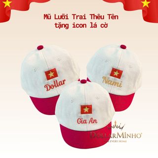 Mũ Lưỡi Trai Thêu Tên Bé Kèm Lá Cờ, Mừng Ngày 30/4, Món Quà Tự Hào Nhỏ Cho Bé Yêu