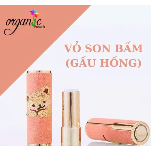 VỎ SON BẤM BỌC DA (GẤU VÀNG/ HỒNG)