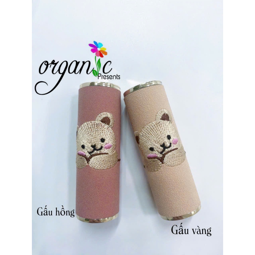 VỎ SON BẤM BỌC DA (GẤU VÀNG/ HỒNG)