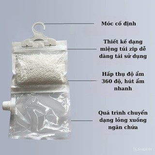 Túi Hút Ẩm Khử Mùi 2 Ngăn Tái Sử Dụng Nhiều Lần Chống Mốc Nồm Ẩm Có Móc Treo Bảo Vệ Tủ Quần Áo 88622