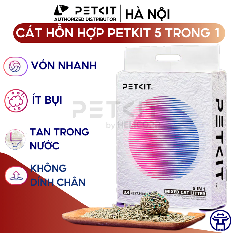 Ảnh Cát hỗn hợp Petkit cao cấp 5 trong 1, khử mùi, vón tốt, xả tolet - Cát vệ sinh cho mèo 1