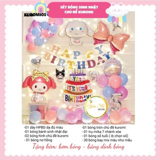 Set bóng trang trí sinh nhật chủ đề KUROMI cho bé gái Yến Nhi Shop