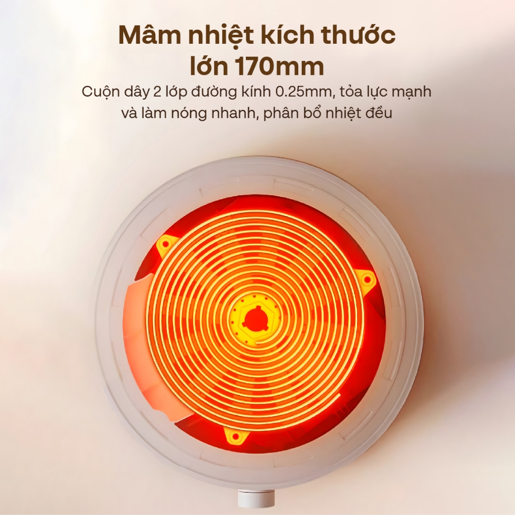 Bếp từ đơn inverter 2200W Nhập Khẩu FUJIHOME, bếp điện từ trắng tròn nhỏ tiết kiệm điện mini