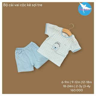 Bộ cộc tay sợi kẻ in hình Avaler 18-24,3-4y cho bé