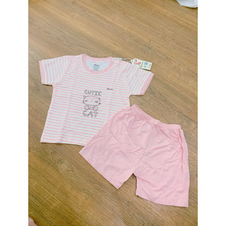 Bộ cộc tay sợi kẻ in hình Avaler 18-24,3-4y cho bé