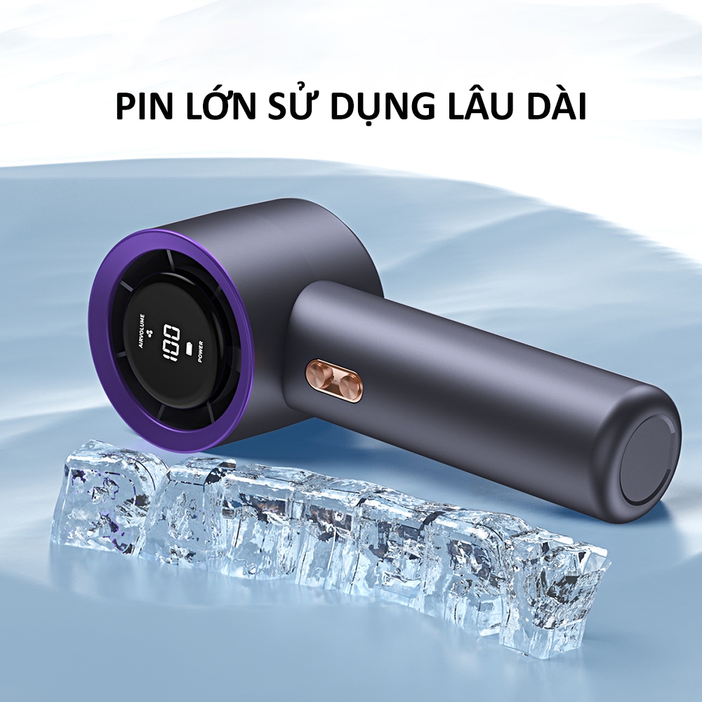 Quạt cầm tay mini 200 tốc độ gió, màn hình led, gió siêu manh, pin duy trì 4h, thiết kế thời trang