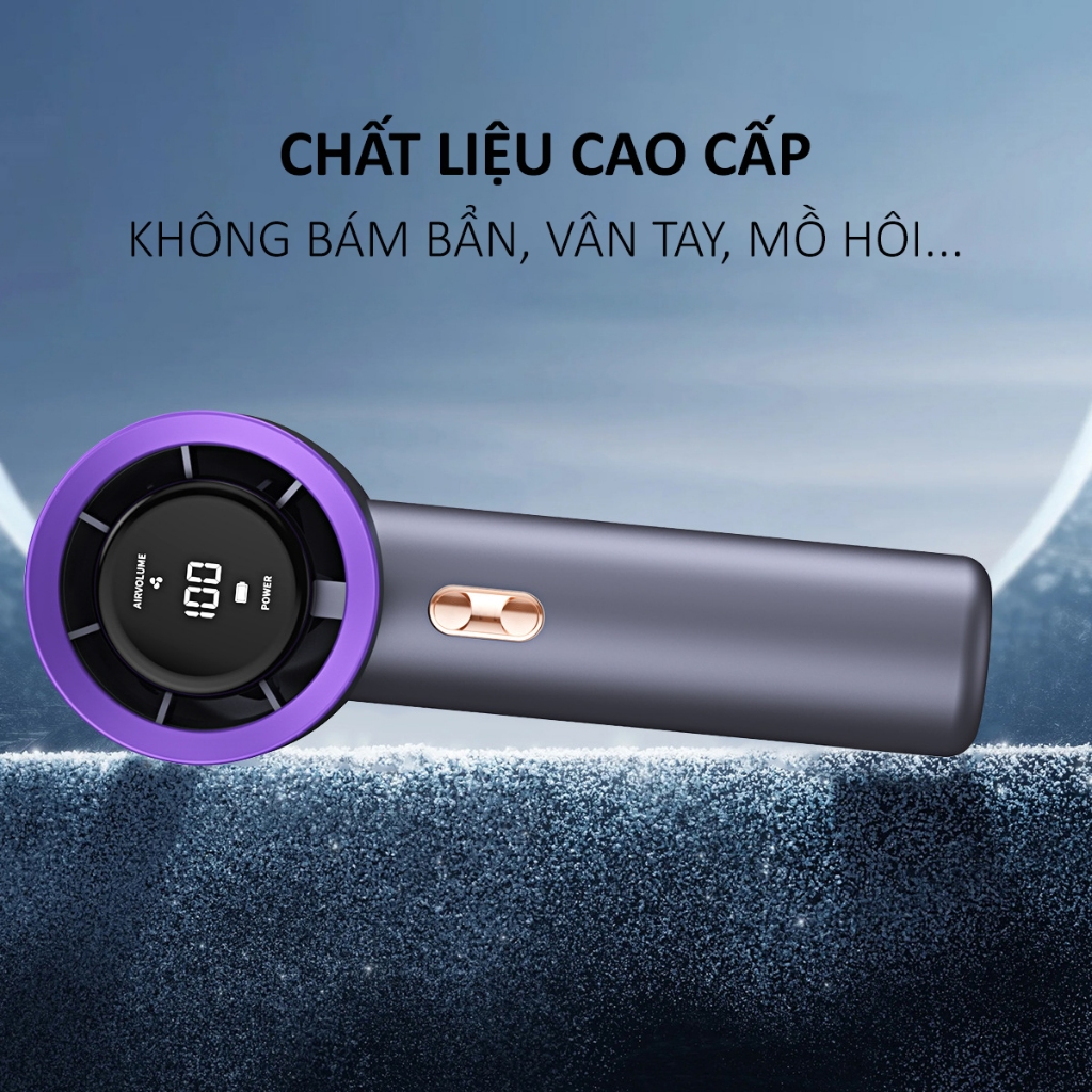 Quạt cầm tay mini 200 tốc độ gió, màn hình led, gió siêu manh, pin duy trì 4h, thiết kế thời trang