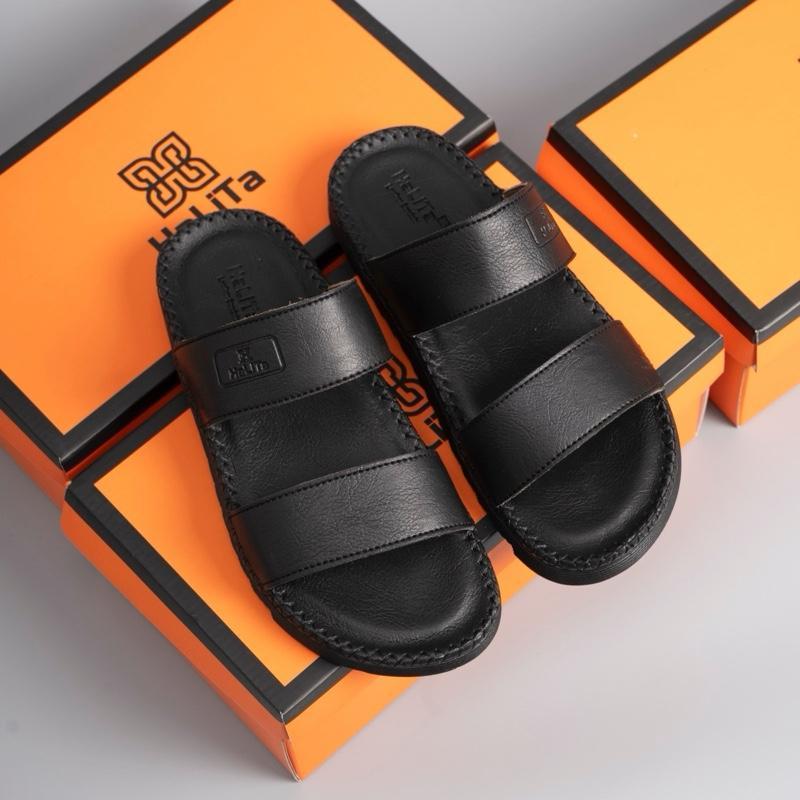 [DocTor Hai Quai Vip] Dép Nam HaLiTa Da Bò Vân Chống Thấm Nước Đế Bằng Nhẹ Có Răng Cưa Chống Trơn Trượt Cao Su .