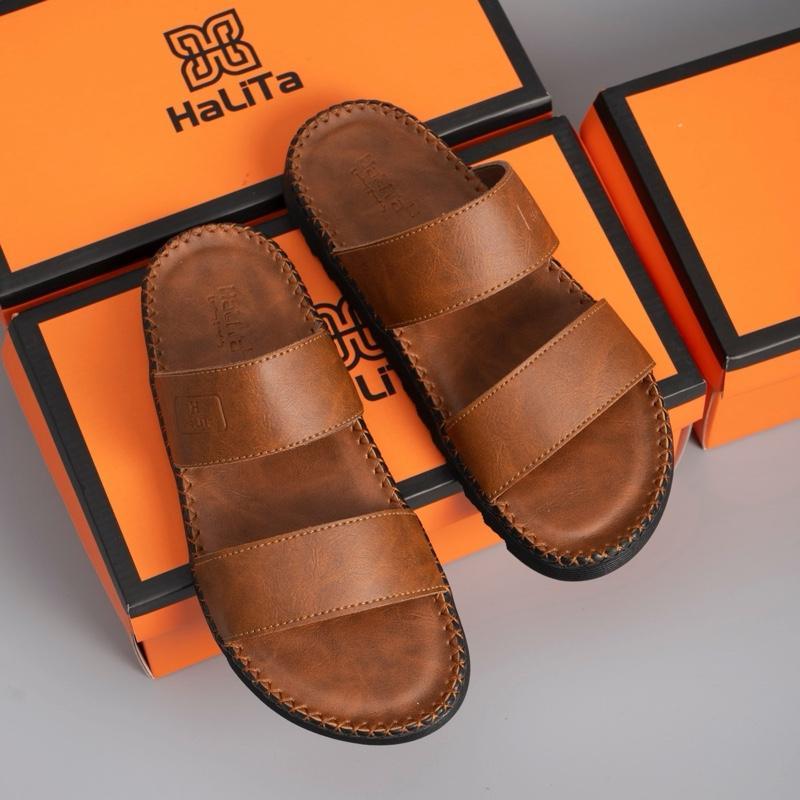 [DocTor Hai Quai Vip] Dép Nam HaLiTa Da Bò Vân Chống Thấm Nước Đế Bằng Nhẹ Có Răng Cưa Chống Trơn Trượt Cao Su .