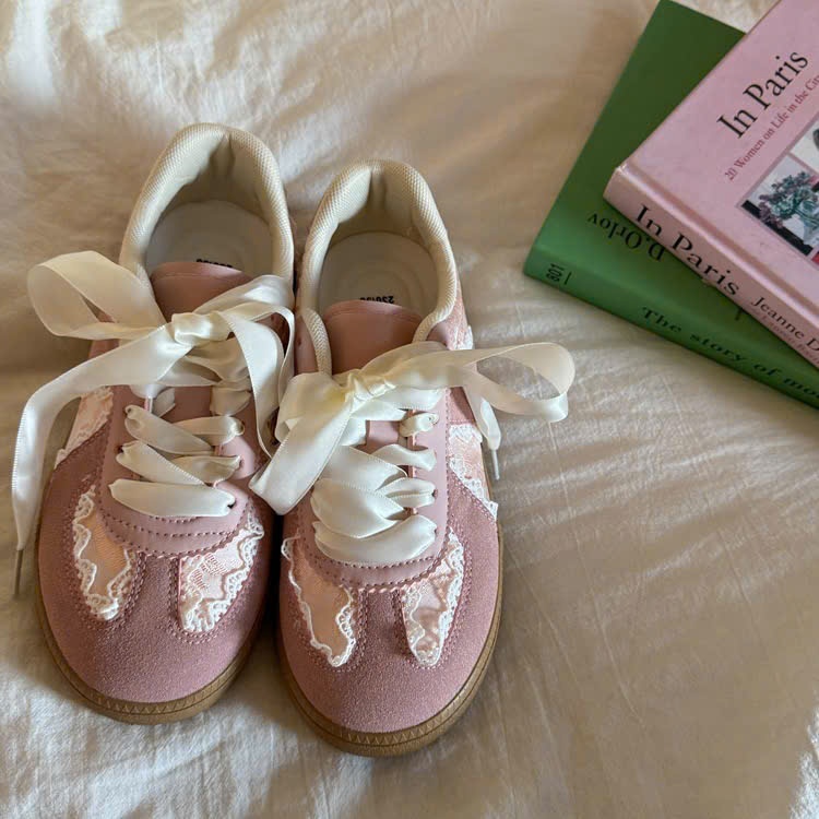 Giày thể thao nữ siêu nhẹ vintage tập luyện hàng ngày, mẫu sẵn 2 màu ( bạc, hồng )