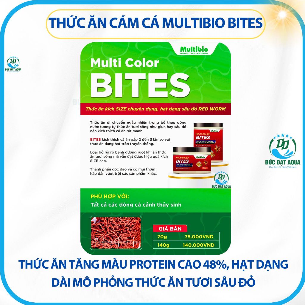 Cám cá BITES 70g-140g, Thức ăn cho cá tăng màu cao cấp MULTI COLOR 6