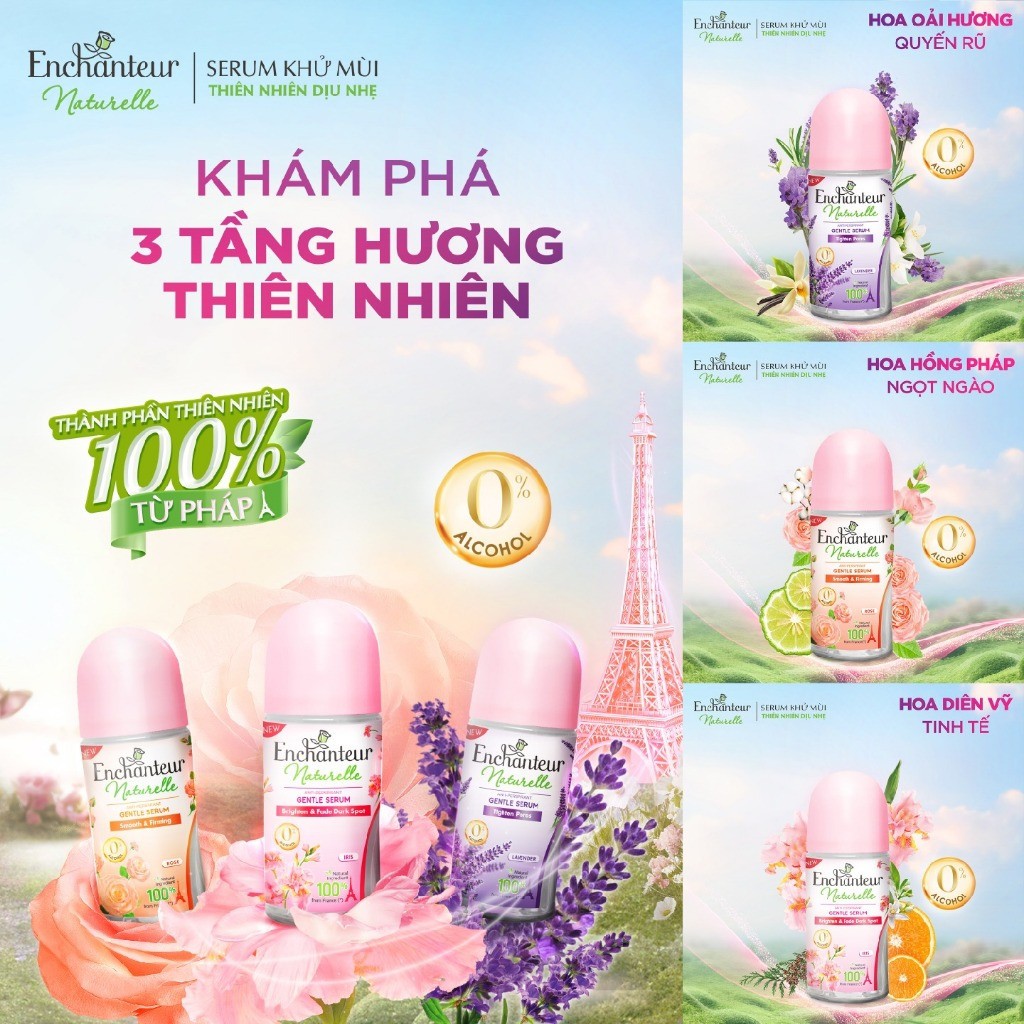 [RẺ VÔ ĐỊCH] Lăn khử mùi Serum / Trắng da / Hương nước hoa Enchanteur 50ml / 65ml - LIVE