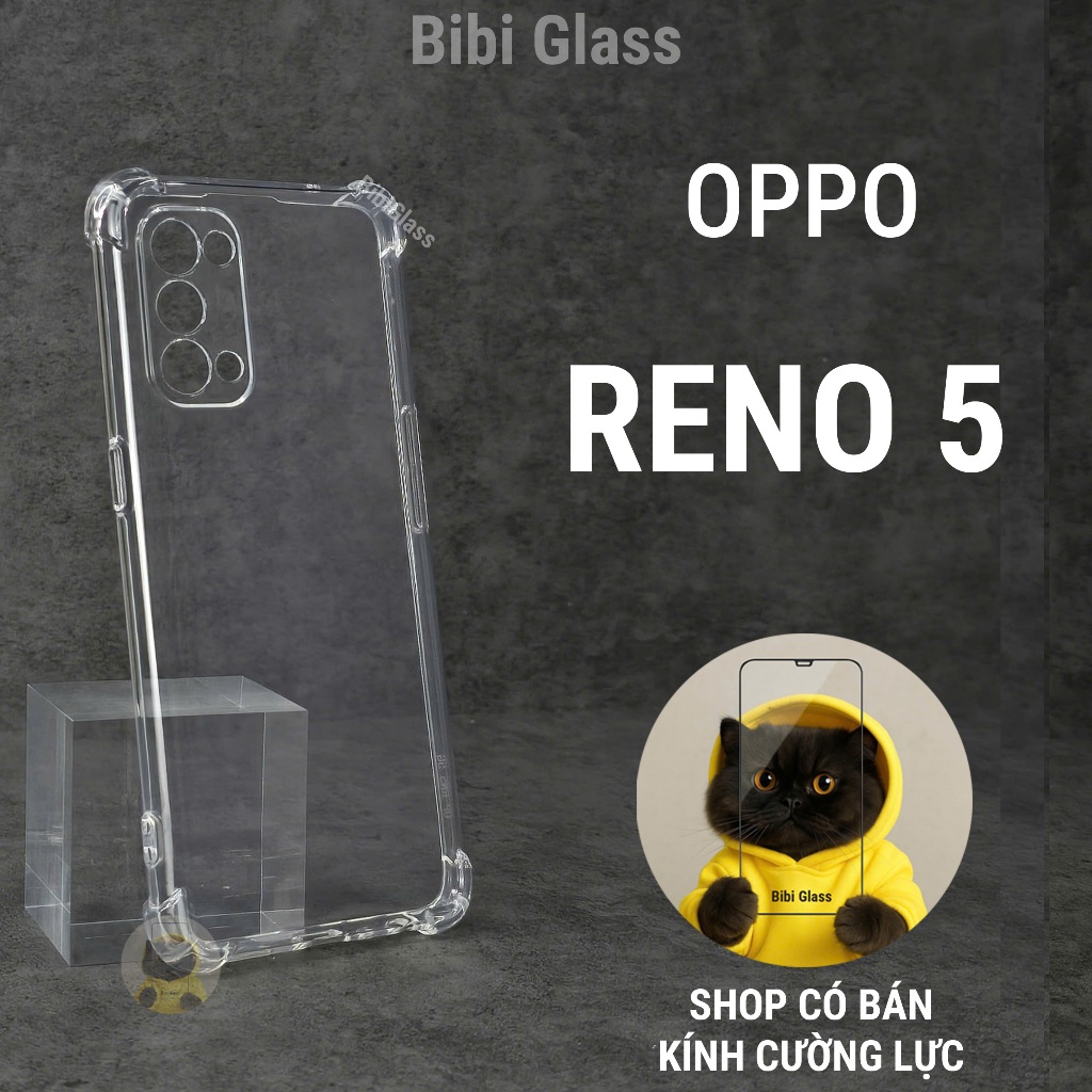 Ốp lưng Oppo Reno5, Reno 5 silicon trong suốt dẻo cao cấp chống sốc viền vuông bảo vệ điện thoại op