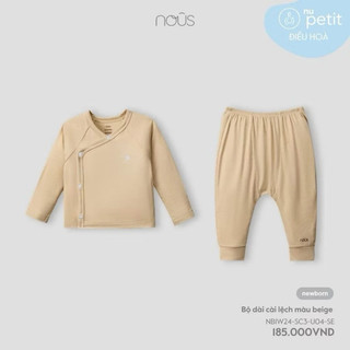 Bộ sơ sinh cài lệch sz nb chất sợi tre mặc 4 mùa