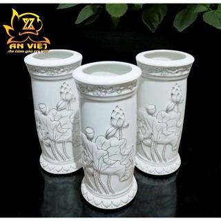 Ống Đựng Nhang Thờ Cúng Bạch Ngọc Sen Trắng - Ống Nhang - Nội Thất An Việt - BNST