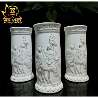 Ống Đựng Nhang Thờ Cúng Bạch Ngọc Sen Trắng - Ống Nhang - Nội Thất An Việt - BNST