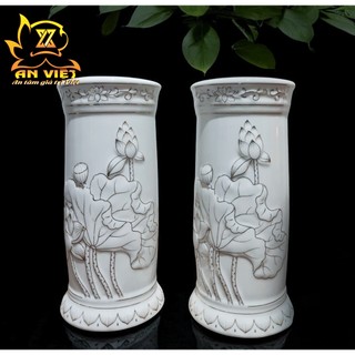 Ống Đựng Nhang Thờ Cúng Bạch Ngọc Sen Trắng - Ống Nhang - Nội Thất An Việt - BNST