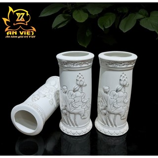 Ống Đựng Nhang Thờ Cúng Bạch Ngọc Sen Trắng - Ống Nhang - Nội Thất An Việt - BNST