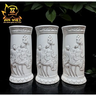 Ống Đựng Nhang Thờ Cúng Bạch Ngọc Sen Trắng - Ống Nhang - Nội Thất An Việt - BNST